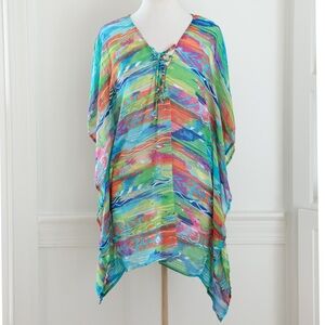 Lauren Ralph Lauren Swimsuit Cover Up Kaftan Colorful Sheer Size Medium (?)